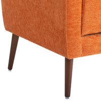 37.6 Inch Chenille Accent Chair, Modern Wing Chair with Upholstered Cushion and Pillow, Comfy Lounge Armchair for Living Room, Bedroom, Office, Orange