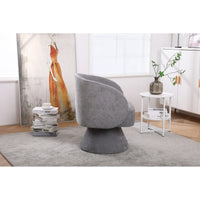 Swivel Accent Chair Armchair, Round Barrel Chair Comfy Linen Fabric Accent Sofa Chair Club Chair Leisure Chair for Bedroom Living Room Lounge Hotel Office, Light Gray
