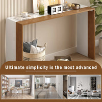 Modern Console Table for Entryway, Minimalist Style Sofa Table with Color-blocked for Living Room, Hallway, Office (Brown+White)