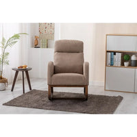 Rocking Chair Nursery, Modern Glider Rocking Chair with Headrest and Thicken Wood Base, Upholstered Nursing Armchair for Living Room, Bedroom, Camel