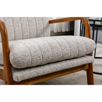 Mid Century Modern Accent Chair with Solid Wood Frame, Upholstered Living Room Armchair with High-Back and Padded Seat, Comfy Reading Chair Lounge Chair for Bedroom, Office, Studio, Beige