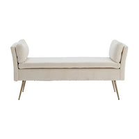 Velvet End Bed Ottoman Bench, Upholstered Bedroom Stool Storage Bench Accent Wood Shoe Bench with Fabric Padded Seat, 52.17'' Tufted Ottoman Bench Seat Sofa Bench Foot of Bed for Living Room, Beige
