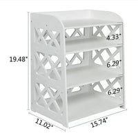 Nightstand Side Table, Wood Plastic Board 4-Storey Locker Bedside Cabinet Tea Table Coffee Table White