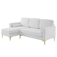 Convertible Modular Sectional Sofa,L-Shaperd Sofa Couch with Ottomans, Upholstered Corner Couch Three Seats Sofa with Storage for Living Room, Office,Spacious Space,White