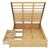 Full Size Wood Platform Bed,Lift Up Storage Bed Frame with Underneath Storage and 2 Drawers,No Spring Box Needed,Wood Color