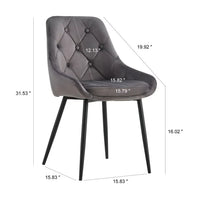 Dining Chairs Set of 2, Modern Accent Upholstered Chairs with Black Legs, 2-Piece Side Chairs with Button Tufted Back, Home Furniture Vanity Chairs for Living Room Dining Room, Grey
