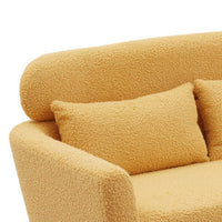 51"W Modern Boucle Loveseat Sofa, Small Mini Room Couch Two-Seater Sofa With 2 Throw Pillows & Gold Metal Legs, Leisure Sofa for Small Space Office Studio Apartment Bedroom, Yellow