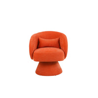 Swivel Barrel Chair, Linen Fabric Accent Chair with Pillow, 360 Degree Swivel Armchair, Round Club Chair for Living Room, Bedroom, Office, Lounge, Orange