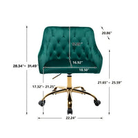 Swivel Shell Office Chair,Velvet Tufted Upholstered Desk Chair with Metal Star Base and Tufted Back,Vanity Chair, Height Adjustable Shell Shape Computer Armchair for Living Room Bedroom Office,Green