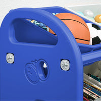 Toy Storage Organizer for Kids, 3-Tier Multi-Purpose Storage Bins with 6 Removable Plastic Bins, HDPE Toy Storage Rack Unit for Playroom Bedroom Living Room Daycare, Navy