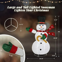 4ft Lighted Pop-Up Snowman,Large Christmas Holiday Decoration with 100 LED Lights,Top Hat,Scarf,Pop-up Snowman Ornaments for Outdoor Lawn Yard Xmas Decor