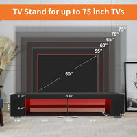 LED TV Stand for Up to 90in TV,Modern Entertainment Center with Storage,High Glossy TV Stand Console Table for Lounge Room Living Room Bedroom,16 Colors Chaging,250 Pounds Weight Capacity,Black