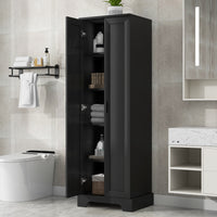 TRIPLE TREE 22'' Double Door Storage Cabinet with Adjustable Shelves, High Quality Bathroom Cabinet with MDF Material, for Living room, Bathroom, Black