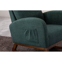 Rocking Chair Nursery, Modern Glider Rocking Chair with Headrest and Thicken Wood Base, Upholstered Nursing Armchair for Living Room, Bedroom, Emerald