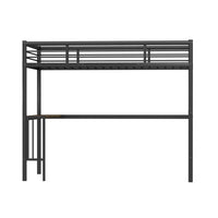 Loft Bed Twin Size with Desk,Metal Bed Frame with Ladder and Full-Length Guardrail,Platform Bed for Kids Teens Adult,Ideal for Bedroom Dorm,Noise-Free,No Box Spring Needed,Space-Saving,Black