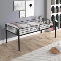 Metal Triple Bunk Bed for 3 People, Can Be Separated into 3 Twin Beds, Twin Over Twin & Twin Bunk Bed with Guardrails for Kids, Teens, Adults