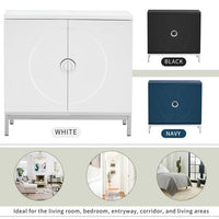 Sideboard Storage Cabinet, Simple Accent Cabinet with Doors and Solid Wood Veneer, Modern Buffet Cabinet Entryway Cabinet with Storage and Metal Leg Frame for Living Room, Dining Room, Home, White