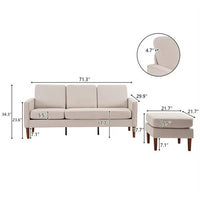 L Shape Sofa Reversible Sectional Sofa Couch for Small Apartment Couch 3-seat Sectional Couch (Beige)