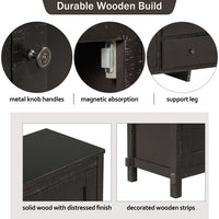 Retro Solid Wood Buffet Cabinet, 64 Inch Kitchen Sideboard with Cabinet 2 Storage Cabinets, Adjustable Shelves and 3 Drawers, Coffee Bar Cabinet Storage Cabinet for Living Room, Dining Room, Espresso