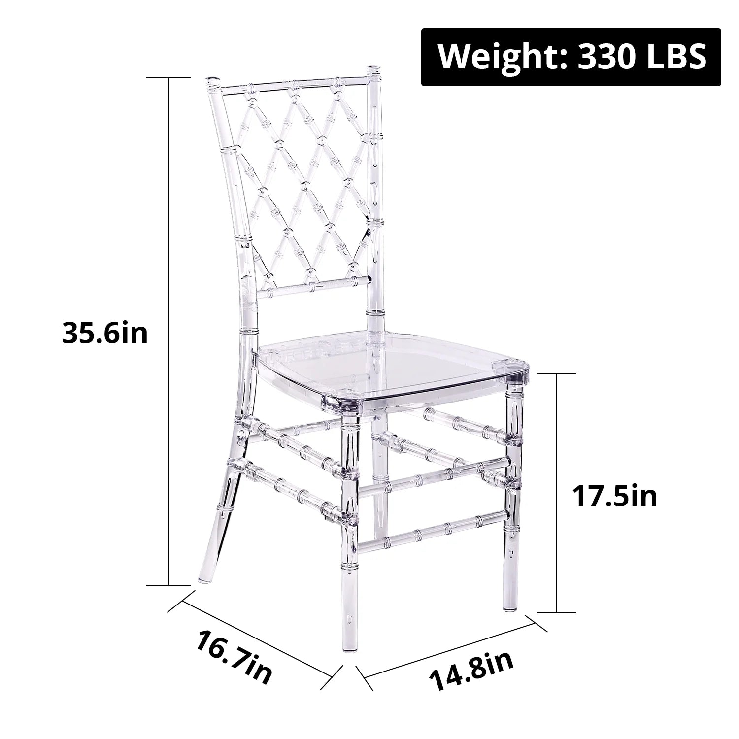 Clear Chairs, Modern Dining Chair Set of 4, Transparent Banquet Ghost Chair, 17.5
