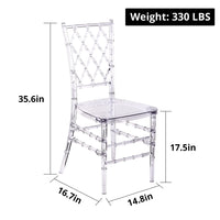 Clear Chairs, Modern Dining Chair Set of 4, Transparent Banquet Ghost Chair, 17.5" High Modern Accent Side Desk Chairs with Nets High-Back, Stacking Dining Chairs for Weddings, Banquets, Events