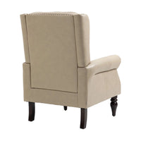 Button Tufted Wing Back Accent Chair PU Leather Thick Upholstered Armchair with Rivet Trim and Rubber Wood Legs, Single Sofa Chair Reading Chair for Living Room Bedroom Office, Camel PU