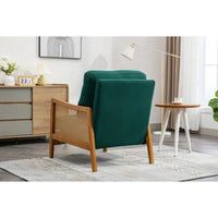 Accent Chair, Mid-Century Modern Arm Chair with Solid Wood Armrests and Legs, Upholstered Velvet Lounge Chair with Thick Backrest and Seat Cushion for Living Room Bedroom Balcony Studio, Green