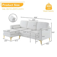 Convertible Modular Sectional Sofa,L-Shaperd Sofa Couch with Ottomans, Upholstered Corner Couch Three Seats Sofa with Storage for Living Room, Office,Spacious Space,White
