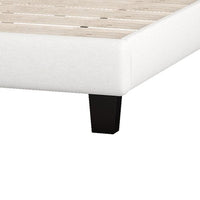 King Bed Frame, Elegant Linen Upholstered King Size Platform Bed Frame with Curved Headboard and Diamond Tufted, Low King Bed Frames for Teens Adults, No Box Spring Needed, Beige
