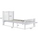 Twin Size Wood Bed Frame with Vertical Stripes Headboard and Footboard for Kids Teens, Modern Platform Bed Frame with Wood Slat Support, Mattress Foundation, Easy Assembly, White