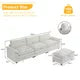 Teddy Velvet Modular Sofa with Ottoman, 3-Seat Convertible Sectional Sofa with Removable Armrest and Double Layer Seat Cushion, L-Shape Couch for Bedroom Living Room Apartment, Creamy White