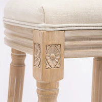 Bar Stools Set of 2,French Country Tall Wooden Barstools,Armless Stool Chairs with Upholstered Seat and Back,Solid Wood Frame Chairs with Footstand,Beige and Natural