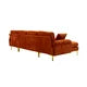 Convertible L-Shaped Sectional Sofa with Movable Ottoman, Upholstered Accent Sofa with 2 Pillows and Golden Metal Legs, Modular Sectional Couch Sets for Living Room Office Apartment, Orange
