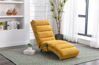 Electric Massage Chaise Lounge, Linen Indoor Lounger with Remote Control and Side Pocket, Ergonomic Indoor Royal Chair for Office, Living Room, Bedrooom, Mustard