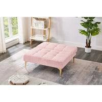 35.5 Inch L Modern Teddy Convertible Single Futon Sofa Bed with 1 Pillow, Multifunctional Armless Futon Chair with Metal Legs, Comfy Sofa Chair for Living Room, Office, Studio, Apartment, Pink