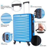 Luggage Sets 4 Piece Hardside Expandable Luggage Set Clearance Suitcase Sets with Wheels Lock 18"/20''/24''/28''(Blue)