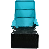 Patio Chaise Lounge with Retractable CanopyOutdoor Reclining Chair with Adjustable Backrest, Rattan Wicker Daybed with Coffee Table,Sun Lounger for Beach Poolside Backyard Balcony Porch
