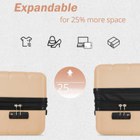Luggage 3 Piece Set Suitcase, Expandable Lightweight Hard Shell Travel Suitcase with Spinner Wheels and TSA Lock, Carry On Luggage Suitcase with Adjustable Telescoping Handle, Champagne