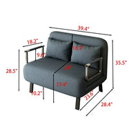 39″ Convertible Chair Bed,Tri-Fold Sofa Bed with 5-Position Adjustable Backrest and Pillow,Leisure Chaise Recliner Chair with Sturdy Steel Frame,Comfortable Sleeper Chair for Home Office