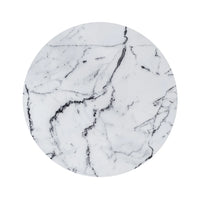 42.12" Dining Table, Modern Round Kitchen Table with Printed Marble Table Top and Cylindrical Table Leg, Mid Century Dining Room Table with MDF Base for Living Room Dining Room Kitchen, White