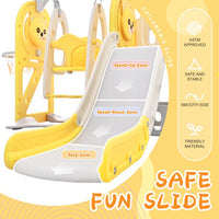 5-in-1 Toddler Slide and Swing Set, Kids Playground Climber Slide Playset with Basketball Hoop, Freestanding Slide Combination for Babies Boys Girls