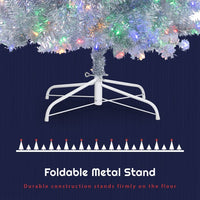 6FT Artificial Christmas Tree Bendable Santa Hat Style Christmas Trees with 8 Flashing Ways Colorful LED Lights and 900 Branch Tips Artificial Fir Bent Top Xmas Tree for Home Party Holiday Decoration