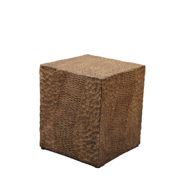 Concrete Stool End Table, Outdoor Faux Wood Stump Side Table Coffee Table, Narrow Side Table, End Table Accent Table for Living Room Bedroom Patio Home Decor, Yellow Brown