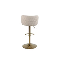 Swivel Velvet Bar Stools Set of 2, Counter Height Adjustable Barstools, Armless Kitchen Bar Chairs with Back and Footrest Gold Metal Base, for Home Bar Restaurant Dining Room, Beige