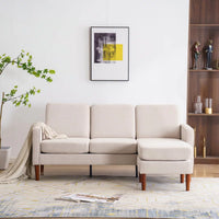 L Shape Sofa Reversible Sectional Sofa Couch for Small Apartment Couch 3-seat Sectional Couch (Beige)