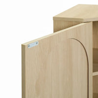 Corner Storage Cabinet with Door, Rattan Cabinet Corner Storage Cabinet with 3 Shelves, Freestanding Storage Cabinet Corner Shelf, Accent Cabinet Corner Storage Organizer for Living Room, Bathroom