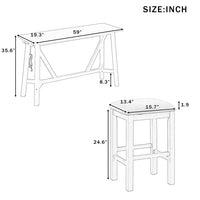 Dining Table Set for 3,Multipurpose Home Kitchen Dining Bar Table Set with 3 Upholstered Stools,Home Kitchen Furniture,4 Piece Dining Sets,Natural Wood Wash