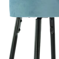 Set of 2 Round Velvet Stools Upholstered, 24 Inches Height Stools with Golden Footrest for Kitchen Island Coffee Shop Bar Home and Balcony, Blue
