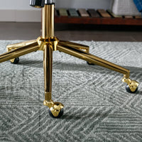 Swivel Home Office Chair, Adjustable Desk Chair Swivel Office Chair with Golden Metal Base, Velvet Upholstered Tufted Button Task Chair Computer Chair for Living Room Bedroom Office, Gray