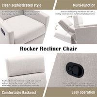 Gliding Recliner Rocker,360Swivel Glider Modern Nursery Glider Recliner Chair Upholstered Plush Seating Glider,Swivel Glider Chair Nursery Chair Reclining Sofa Chair for Living Room,Tan